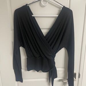 Women’s black wrap top